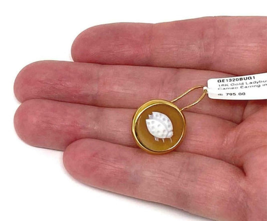 Ippolita Ladybug Shell Cameo Clear Quartz Single 18k Gold Earring