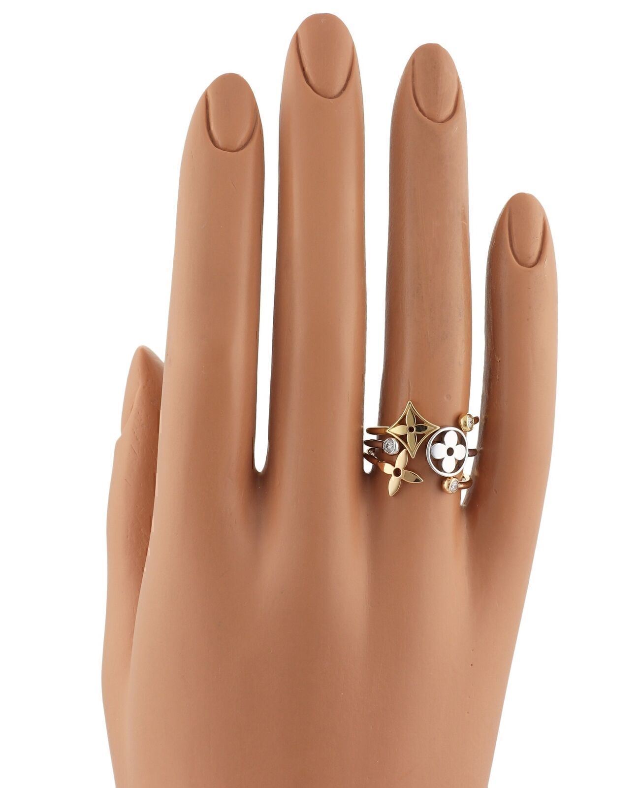 Louis Vuitton Idylle Blossom 18k Tri Color Gold & Diamond Ring - Size 6
