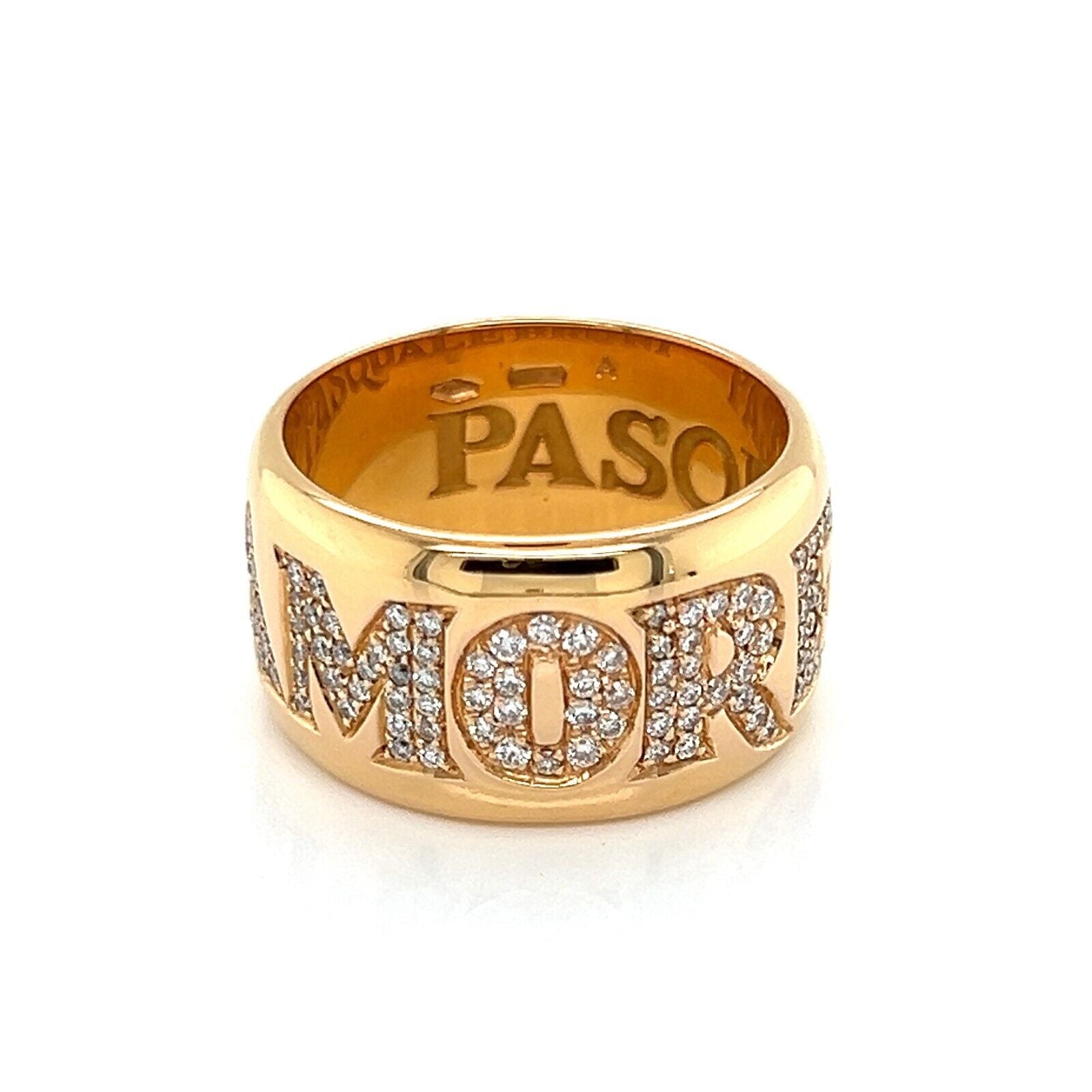 Pasquale Bruni AMORE Diamond 18k Rose Gold Wide Band Ring Size