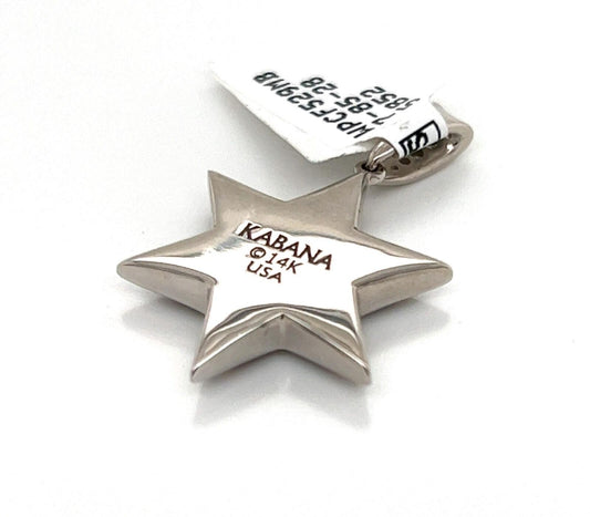 Kabana 14k White Gold Diamond Mother of Pearl Star of David Charm Pendant