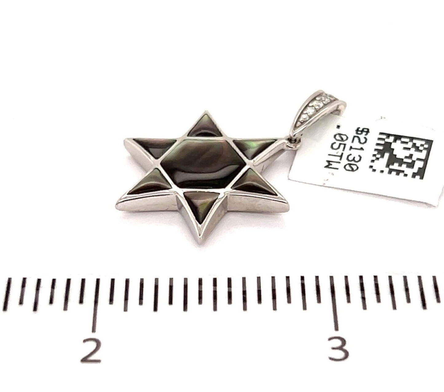 Kabana 14k White Gold Diamond Mother of Pearl Star of David Charm Pendant