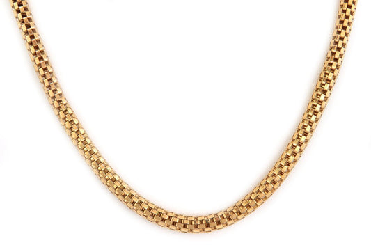 Round Box Flex 18k Yellow Gold Link Necklace