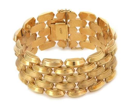 Five Row 14k Yellow Gold Bar Link Bracelet