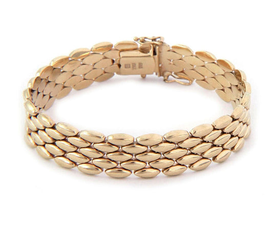Five Row 14k Yellow Gold Link Flex Bracelet