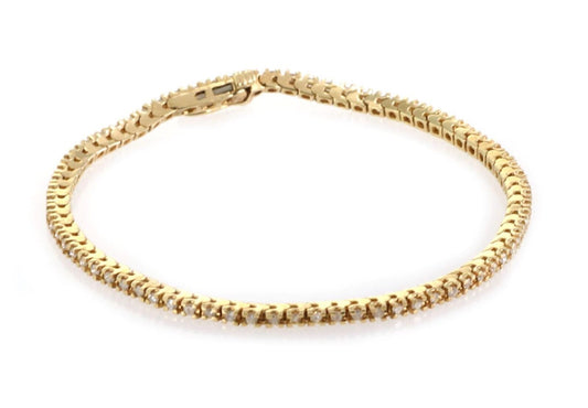Diamond Prong Set 14k Yellow Gold Tennis Bracelet