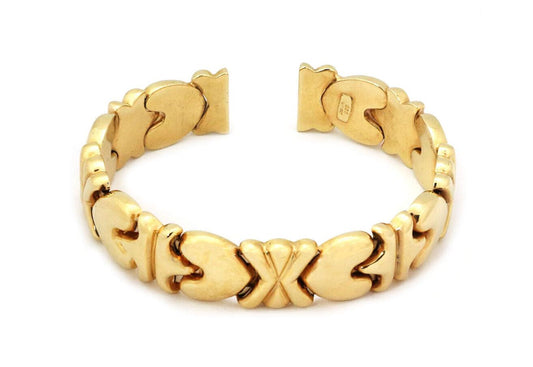 Hearts X Design 13mm Wide Flex 14k Yellow Gold Cuff Bracelet