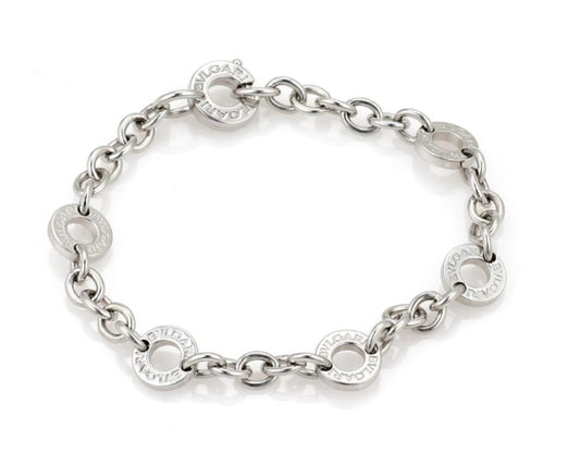 Bvlgari 18k White Gold 6 Circle Charm Bracelet