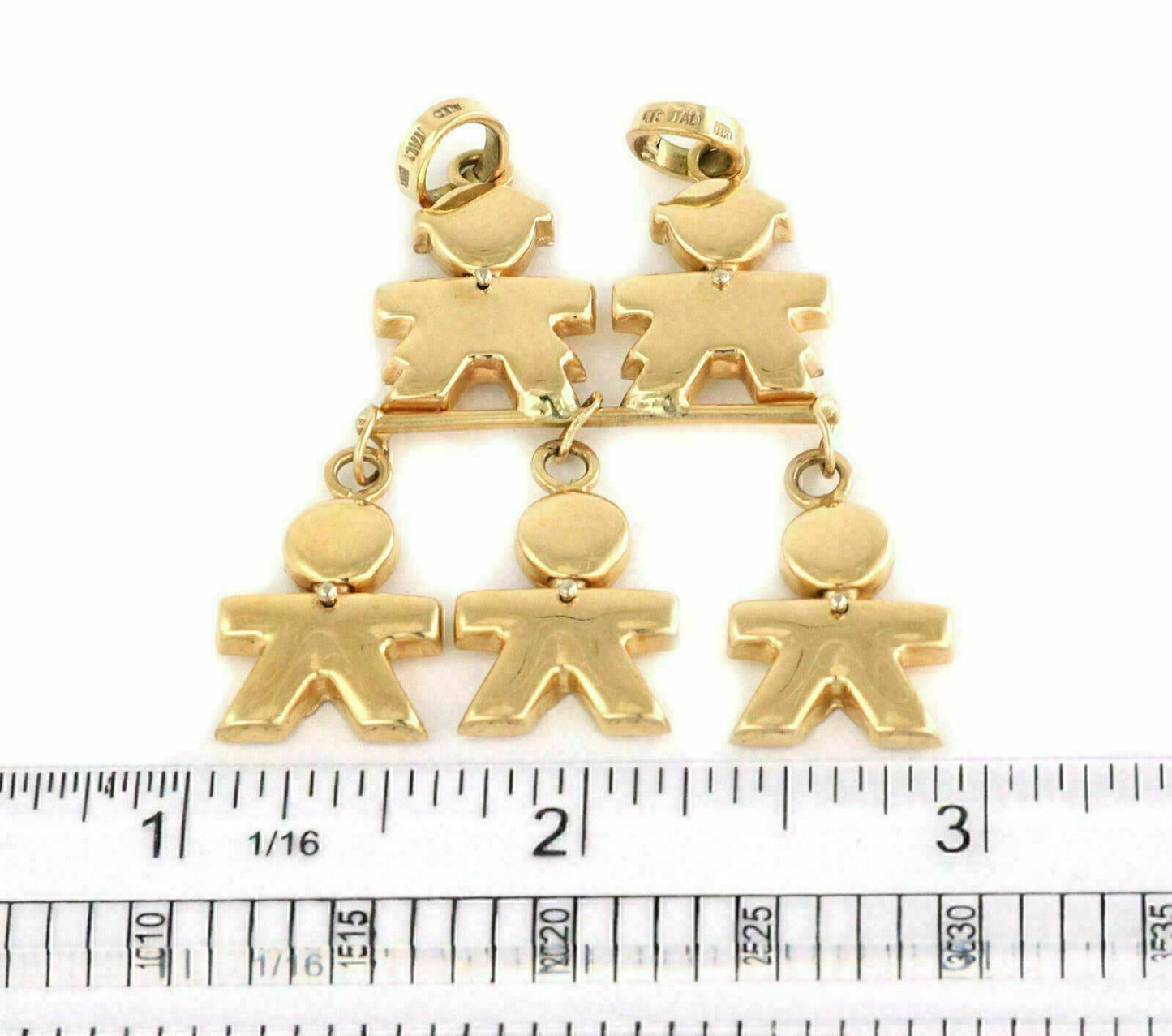 Five Kids Dangling 14k Yellow Gold Charm Pendant