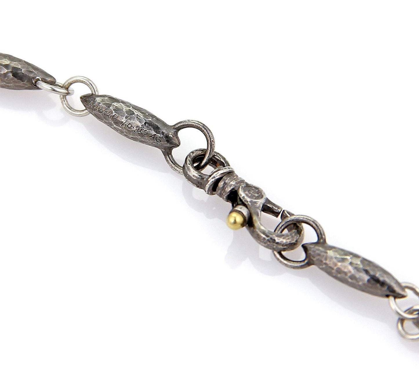 Gurhan ORB Hammered Sterling Silver & 24k Gold Overlay Lentil Link Long Necklace