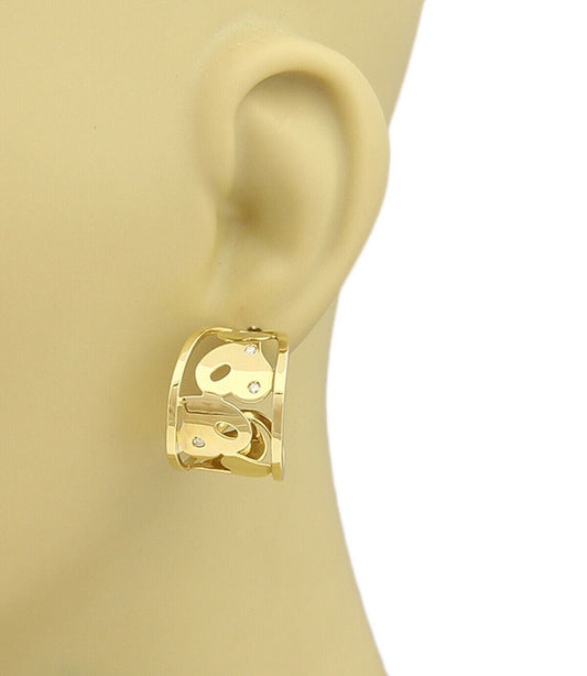 Roberto Coin Diamond 18k Yellow Gold Hearts Open Wide Hoop Earrings