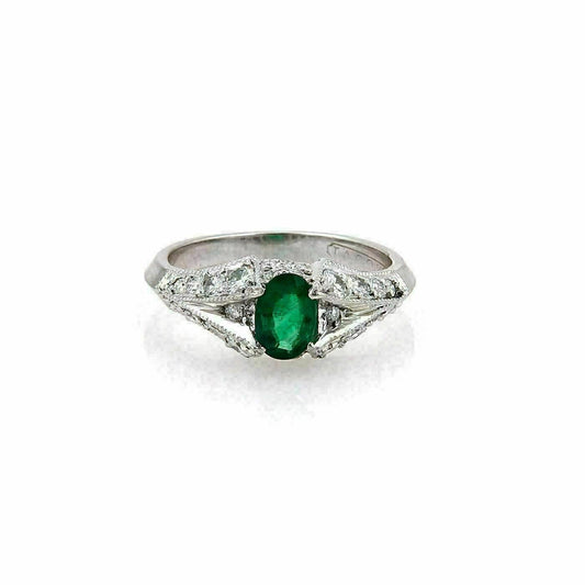 Tacori Emerald Diamond & Platinum Solitaire Ring - Size 5