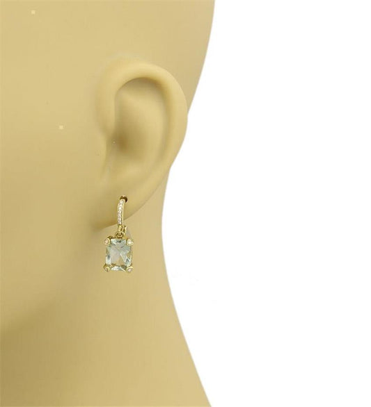 Judith Ripka Prasiolite & Diamonds 18k Yellow Gold Drop Dangle Earrings