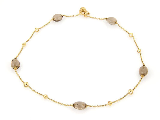 Di Modolo Smoky Quartz 18k Yellow Gold Beaded Necklace 18" Long