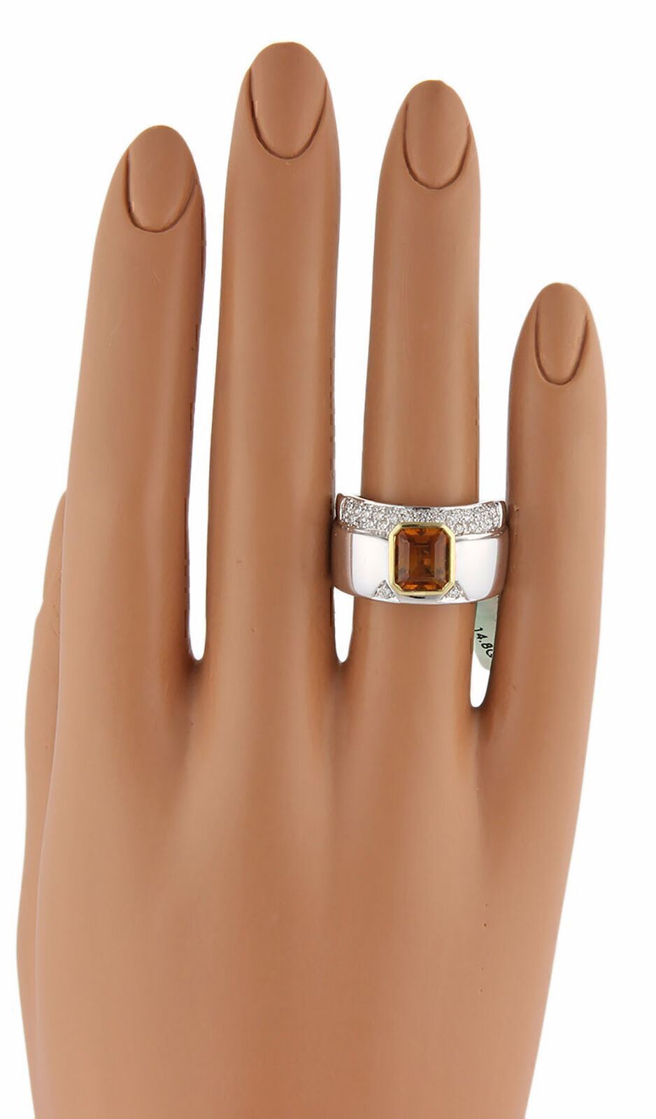 Koesis 2.85ct Emerald Citrine & Diamond 18k Gold Ring - Size 7