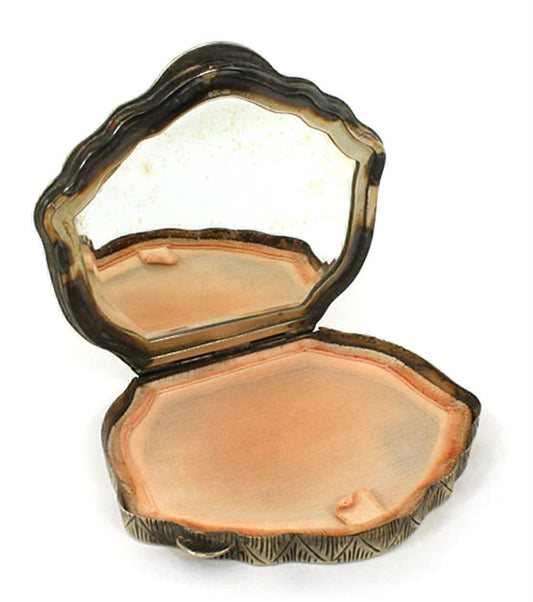 Silver 800 Hand painted Porcelain Shepherd & Woman Powder Compact Antique