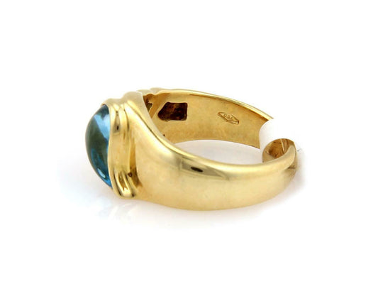 Chopard Tear Drop Blue Topaz 18k Yellow Gold Band Ring - Size 5.5