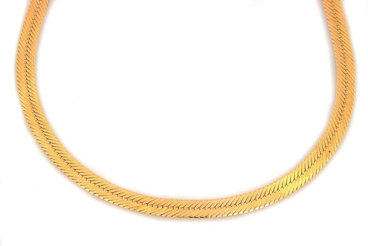 Herringbone 14k Yellow Gold 7mm Wide Necklace 20" Long