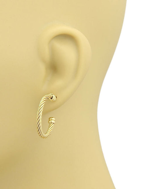 Philippe Charriol Twisted Wire Design 18k Yellow Gold Hoop Earrings