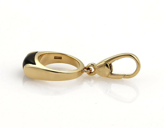 Bvlgari Tronchetto Onyx 18k Yellow Gold Mini Ring Charm Pendant