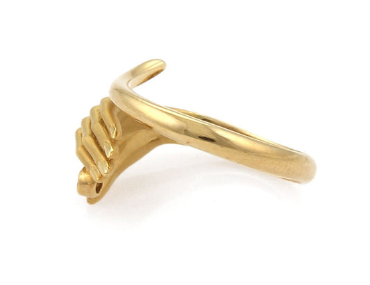 Carrera y Carrera Diamond 18k Yellow Gold Detailed Hand Ring - Size 5.5