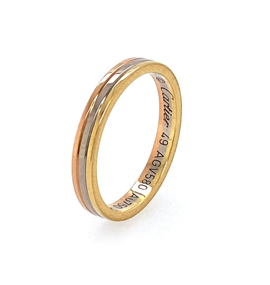 Cartier Vendome Louis Cartier 18k Tri-Color Gold Band Ring w/Cert - Size 5
