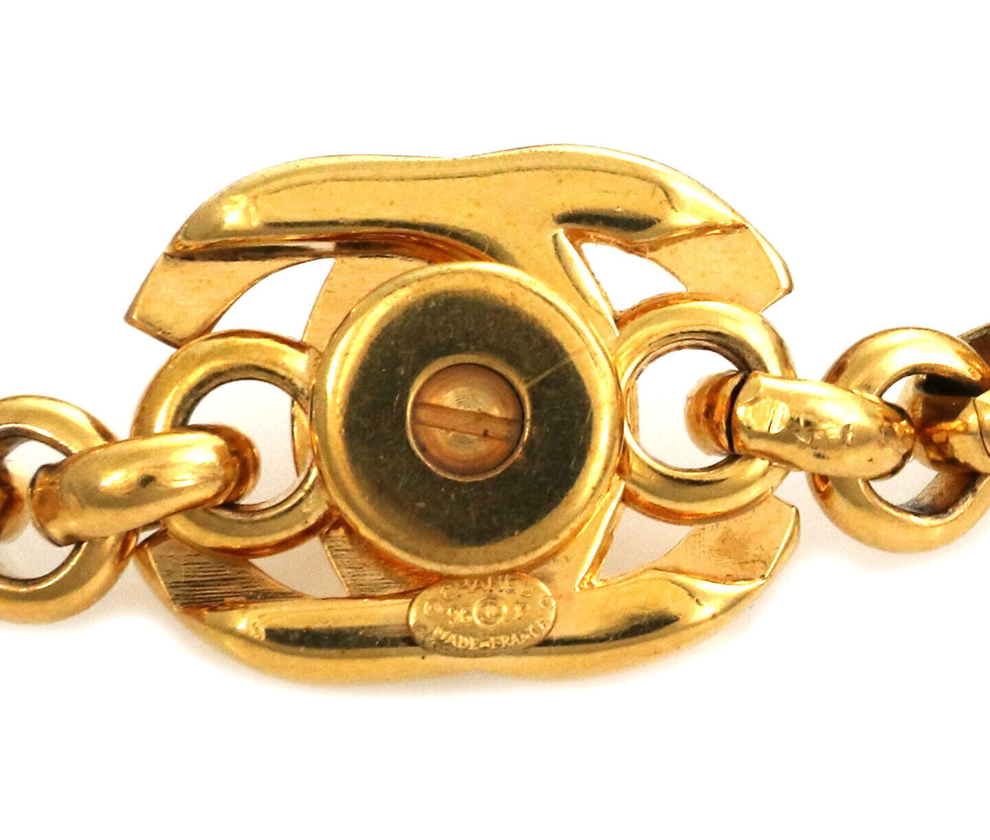 Vintage Chanel CC 1996 Multi-Letter Turnlock Dangle Charms Chain Bracelet 96P