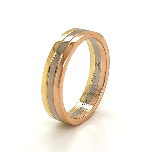 Cartier Vendôme Louis 4.8mm 18k Tri Color Gold Band Ring w/Cert Size 8.25 EU 58