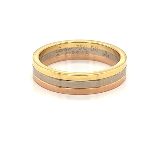 Cartier Vendome Louis Cartier 18k Tri Color Gold Band Ring - Size 8