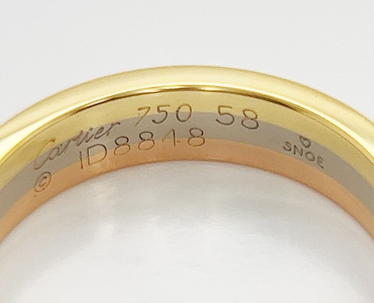 Cartier Vendôme Louis 4.8mm 18k Tri Color Gold Band Ring w/Cert Size 8.25 EU 58