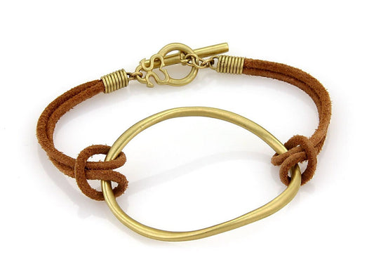 Slane & Slane Fenestra 18k Gold Open Ring Suede Cord Toggle Bracelet