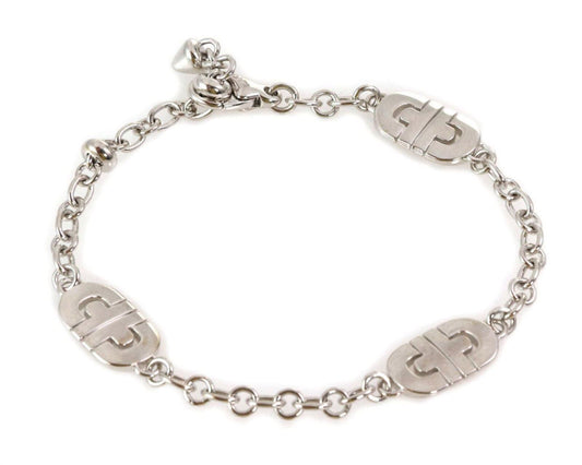 Bvlgari Parentesi 3 Charms 18k White Gold Chain Link Bracelet