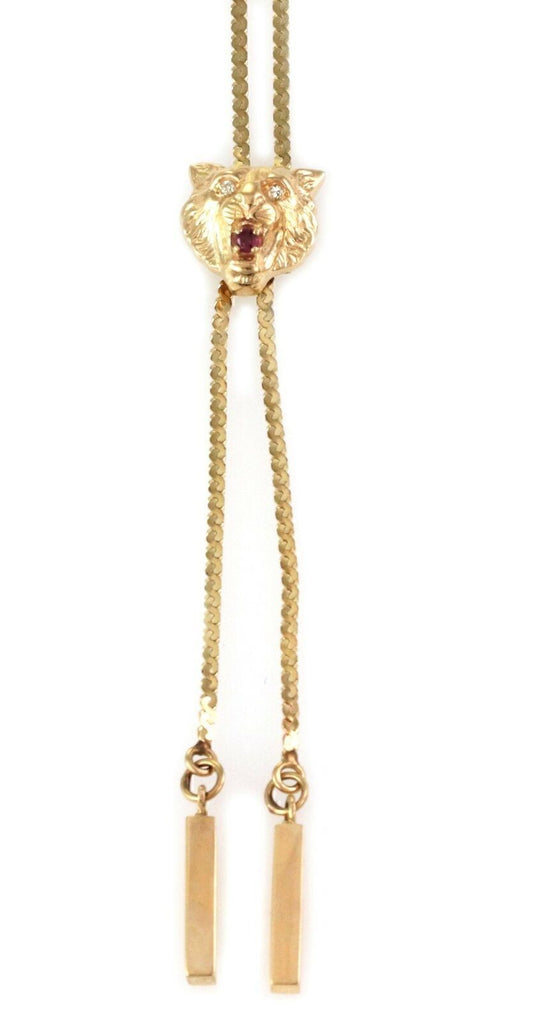 Panther Diamond 14k Yellow Gold Slide Tassel Necklace