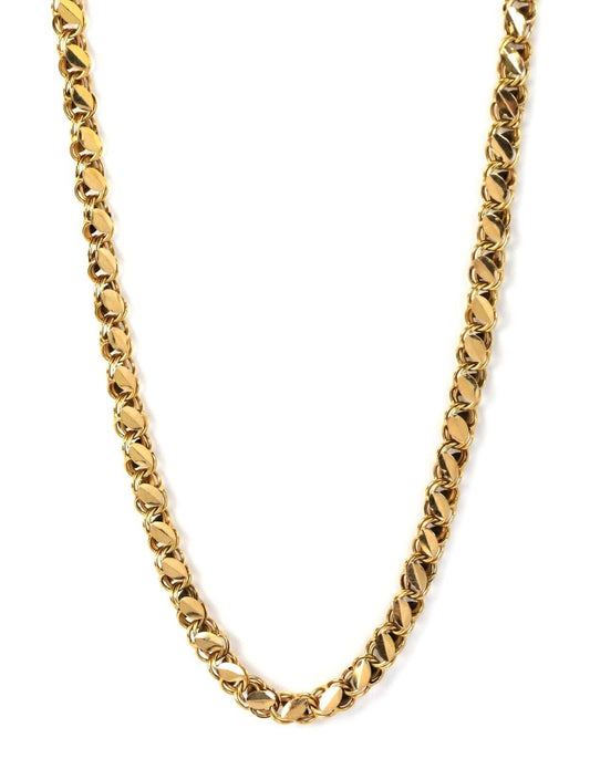 Charm Link 18k Yellow Gold Long Chain Necklace 36" Long