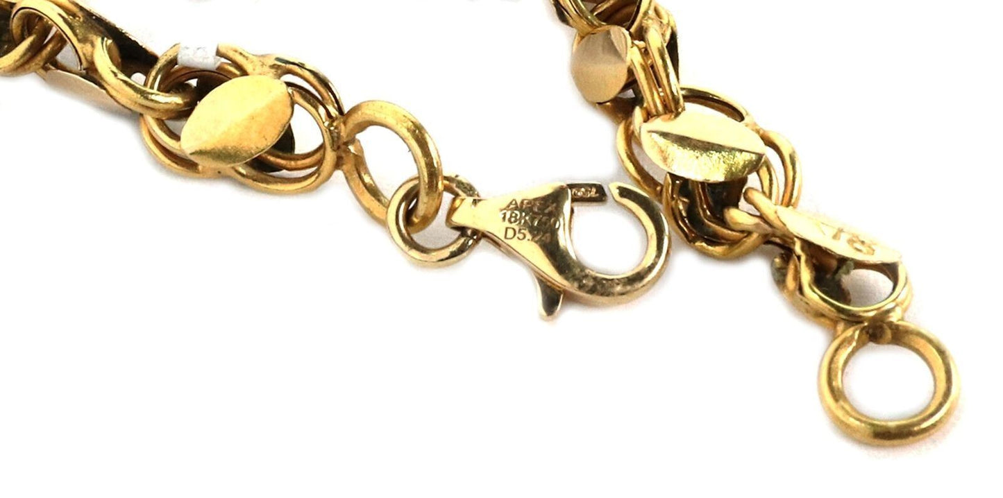 Charm Link 18k Yellow Gold Long Chain Necklace 36" Long