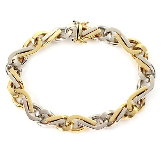 Infinity 14k Two Tone Gold Link Chain Bracelet