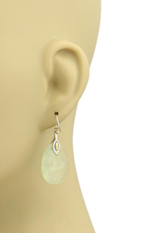 Gurhan Nokta Discus Green Quartz Diamonds Sterling & 24k Gold accent Earrings