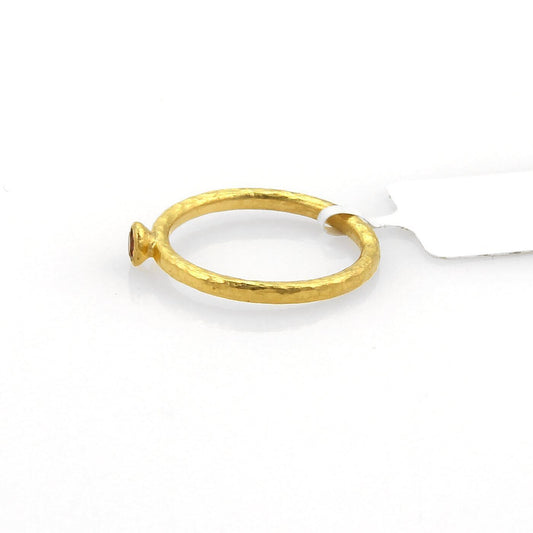 Gurhan Skittle 24k Gold & Spessartite Hammered Ring - Size 5