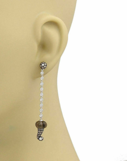 Chantecler Diamond Gemstone & Quartz 18k White Gold Dangle Earrings