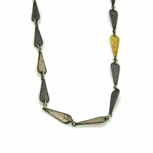Gurhan Contour 24k Gold Overlay & Darkened Sterling Silver Long Link Necklace