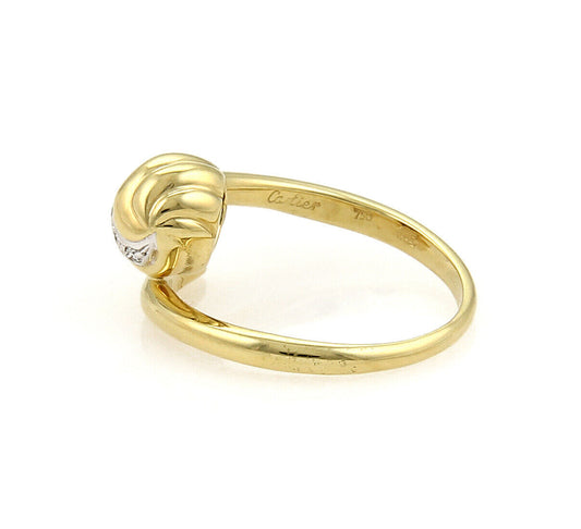 Cartier 18k Two Tone Gold Diamond Snake Bypass Ring - Size 4