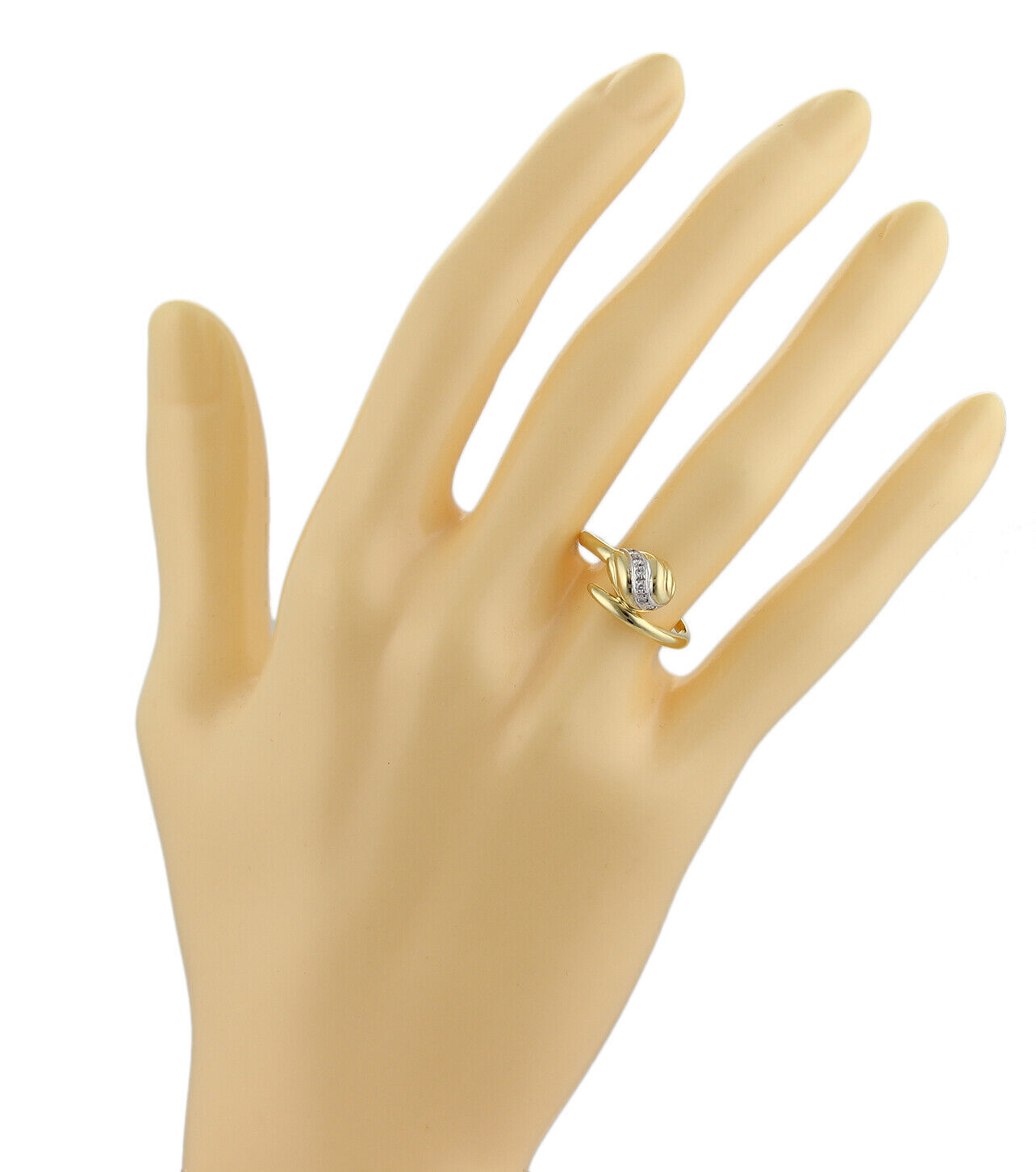 Cartier 18k Two Tone Gold Diamond Snake Bypass Ring - Size 4