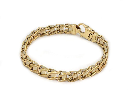 Double Side 14k Two Tone Gold Link Bracelet
