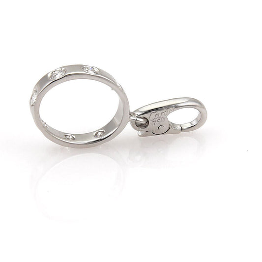 Cartier Love 7 Diamond 18k White Gold Mini Ring Charm w/Paper