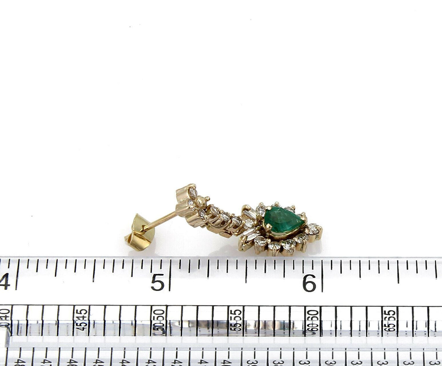 Diamond & Emerald 18k Yellow Gold Floral Dangle Earrings