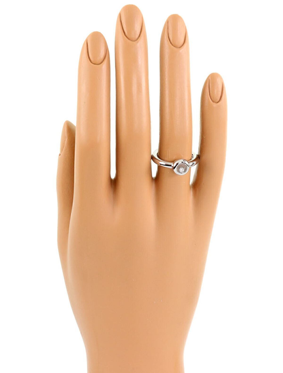 Chopard Happy Diamond 18k White Gold Floating Diamond Round Ring - Size 5