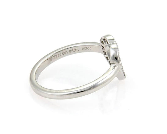 Tiffany & Co. Diamond Platinum Classic Open Style Heart Ring - Size 4.5