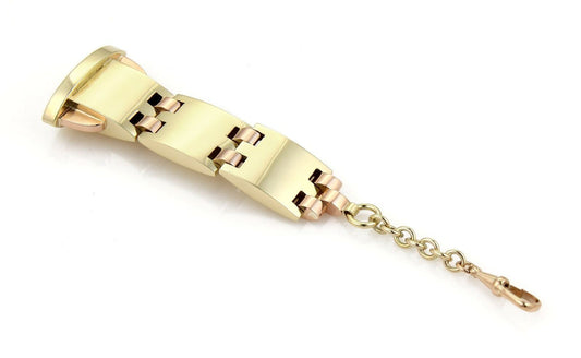 Retro Pocket Watch Fob in 14k Yellow & Rose Gold