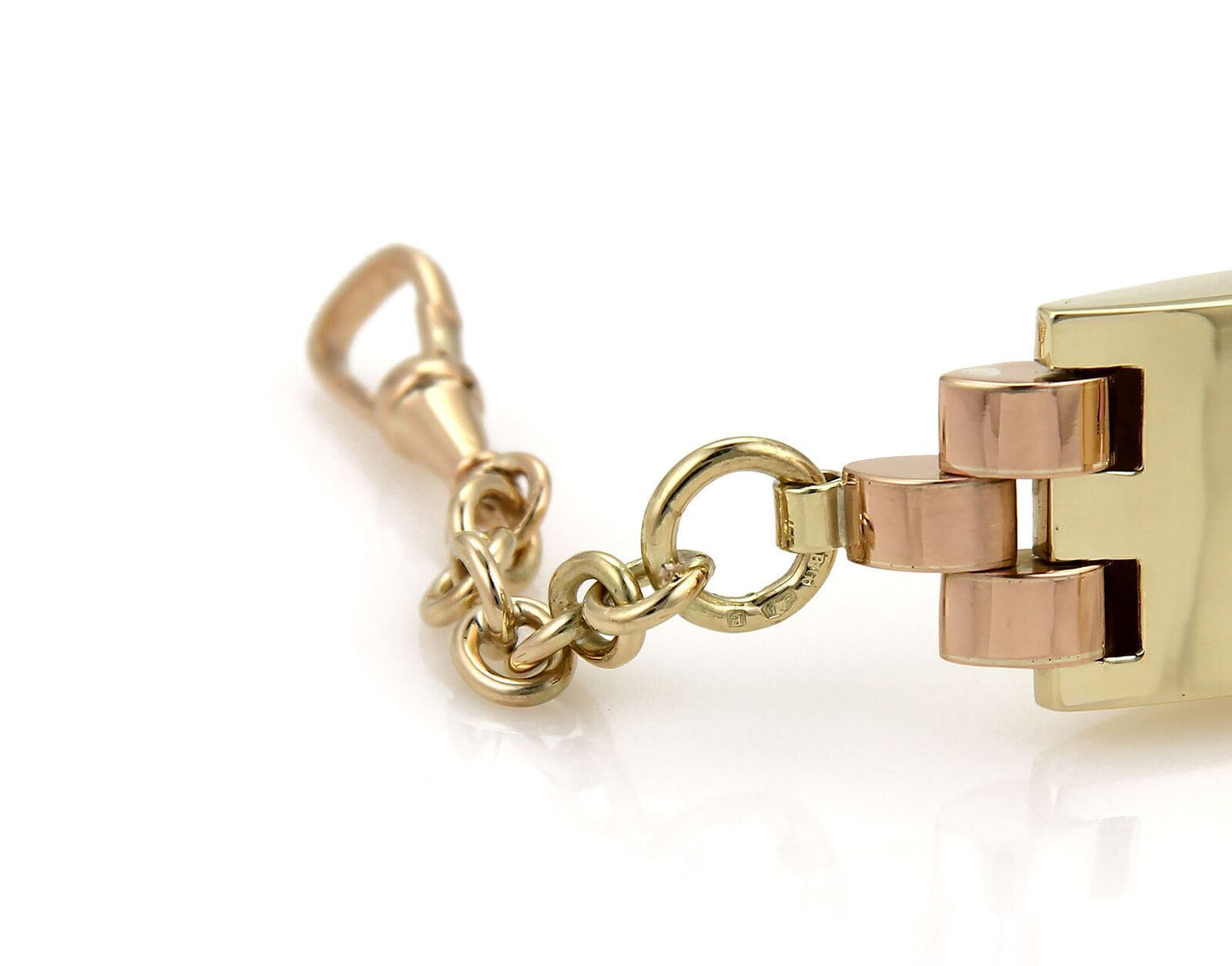 Retro Pocket Watch Fob in 14k Yellow & Rose Gold
