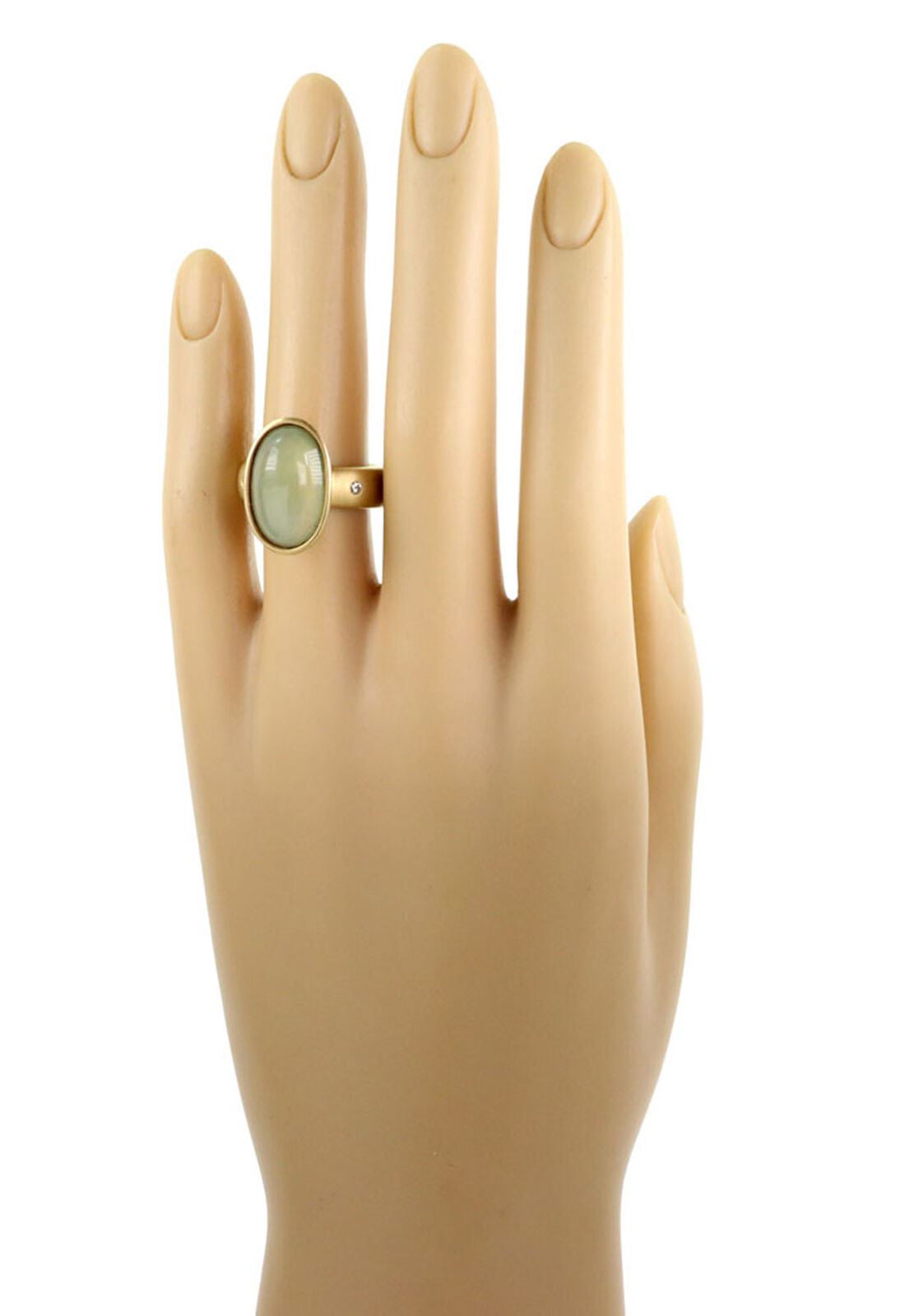 H. Stern Moonstone Diamond 18k Yellow Gold Oval Ring Size 7.5