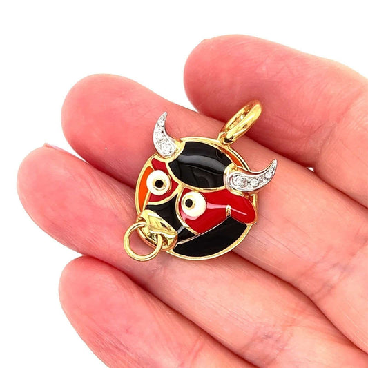 Aaron Basha Diamond Enamel Zodiac Taurus Ox Charm Pendant